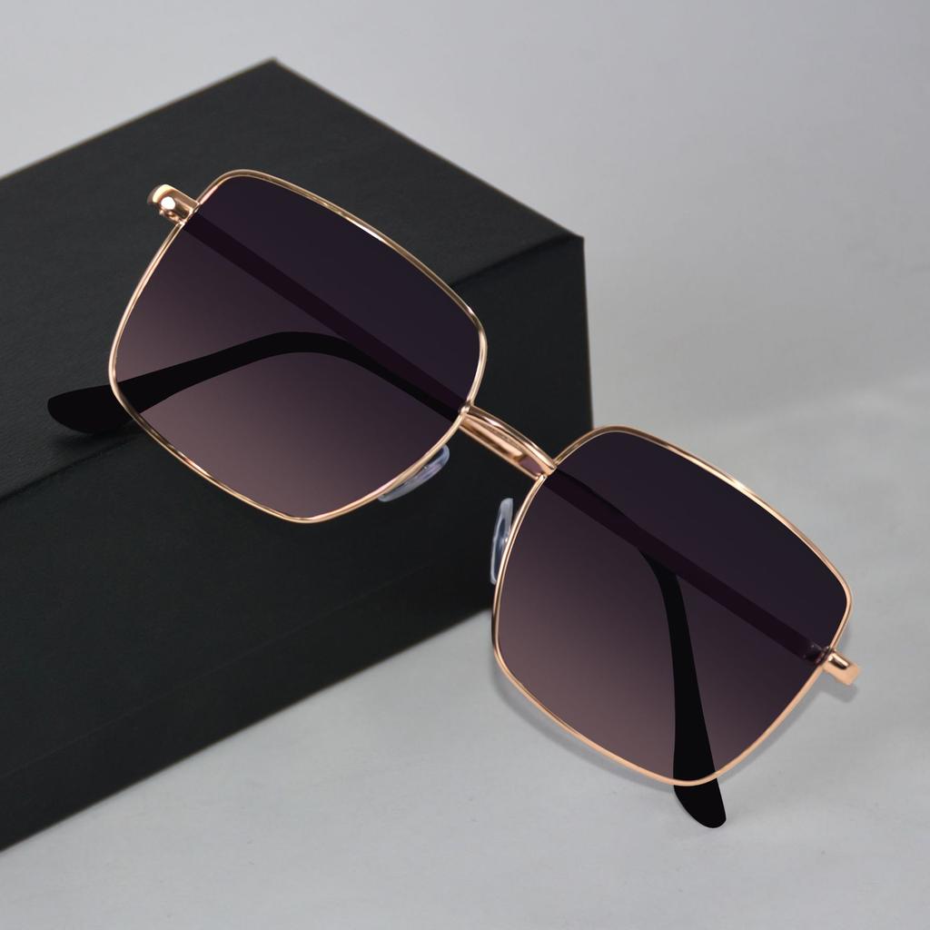 Sunglasses Women'S High-End Face Small Travel Shading Uv-Proof Sunglasses Square Large-Frame Metal Sunglasses