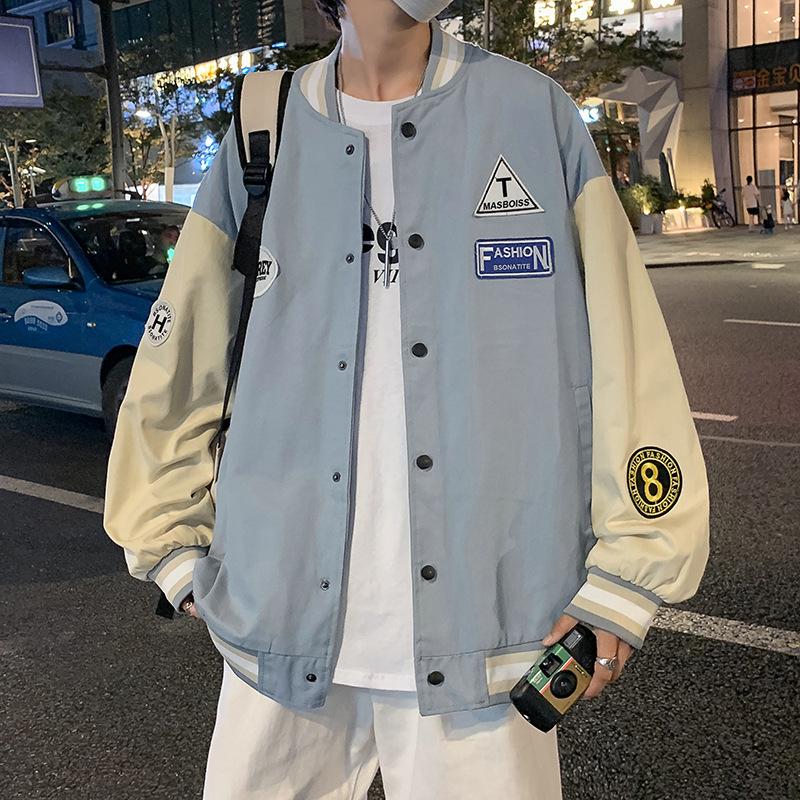 

Мужская весенне-осенняя модная бейсбольная куртка в корейском стиле - повседневная спортивная одежда для улицы XL синий
