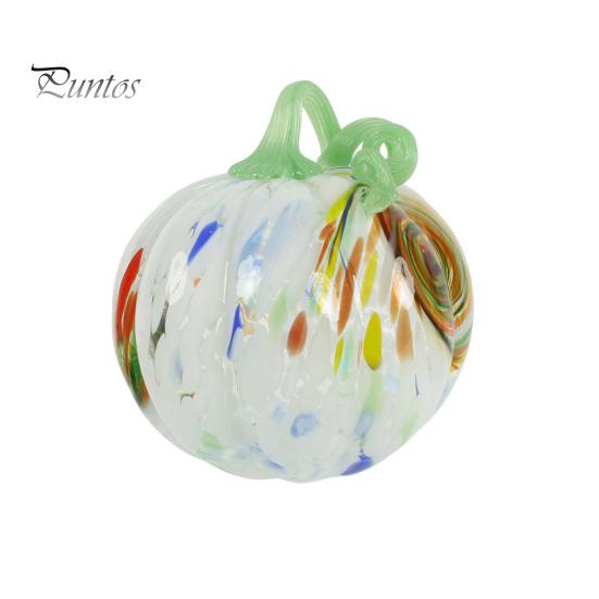 Cute Autumn Centerpiece Mini Hand Blown Glass Pumpkin Ornament, Collectible Thanksgiving Halloween Decoration Faux Crystal Hanging for Fall,