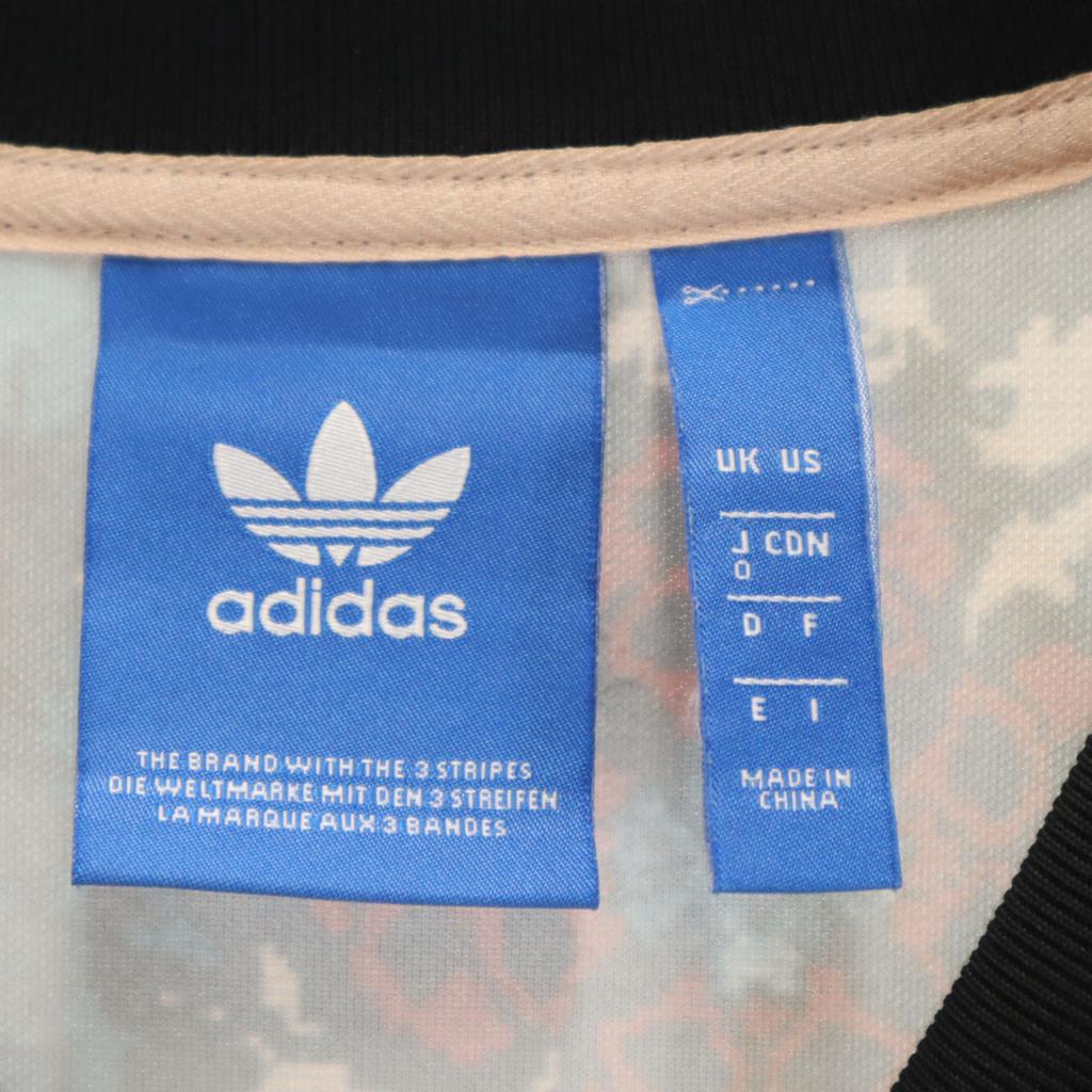 Adidas Originals Trefoil Logo Flower Print Short Sleeve T-shirt O Black Women Used