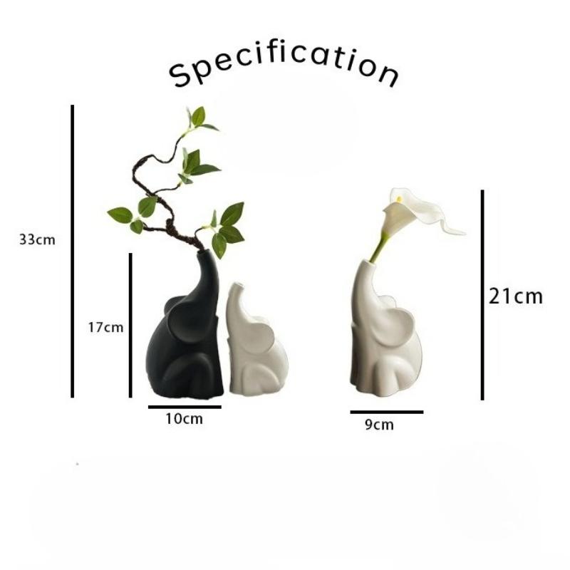 Modern Nordic-style Elephant Vase Ornaments, Artificial Flowers, High-end Home Entrance Decoration, Living Room and Office Gifts