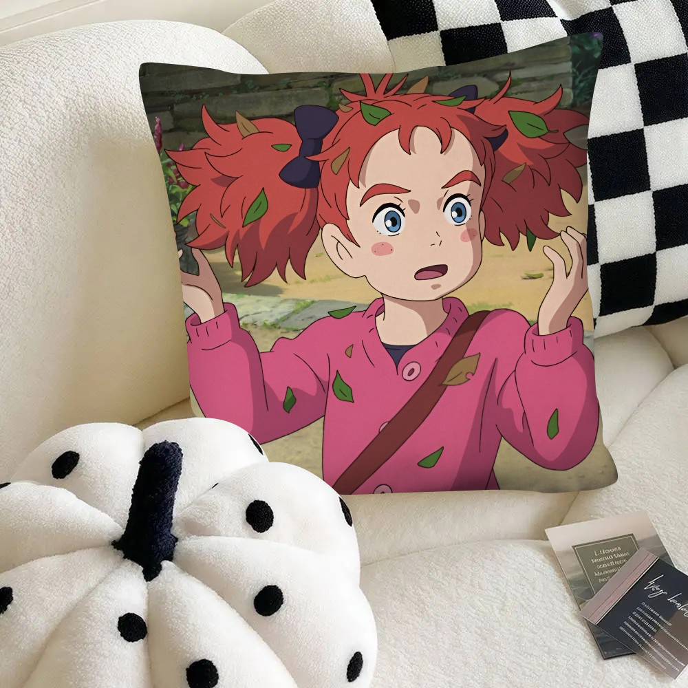 Movie Mary And The Witchs Flower Pillow Case Fashion Square Pillowcase Bedroom Sofa Room Ins Decoration Leisure