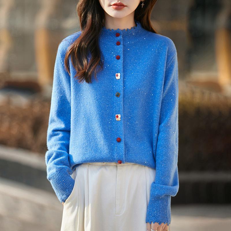 2026 Colorful Women's Slimming Knit Button Cardigan, Plus Size Autumn/Winter Sweater Coat