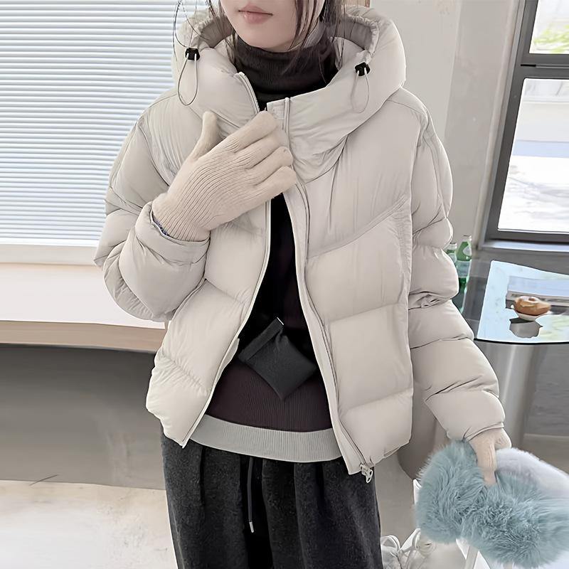 High Fluffy White Duck Down Puff Feeling Hooded Down Jacket Women's Winter Fashion Small Thickened Bread Jacket Tide