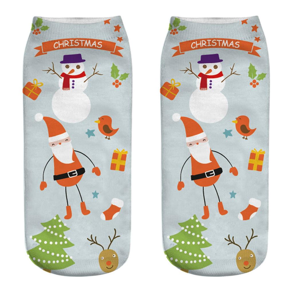 Casual Work Business Socks 3D Christmas Santa Elk Printing Medium Sports Socks