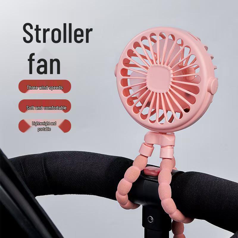 Portable Quiet Fan/Phone Holder with Night Light and Octopus Design for Strollers and Desktops Octopus