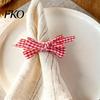 Hemp Rope Napkin Ring 6Pcs Rings, Jute with Plaid Bow,Handmade Tableware Holder for Cloth Rings Dinner Napkins, Wedding Banquet Christmas Thanksgiving