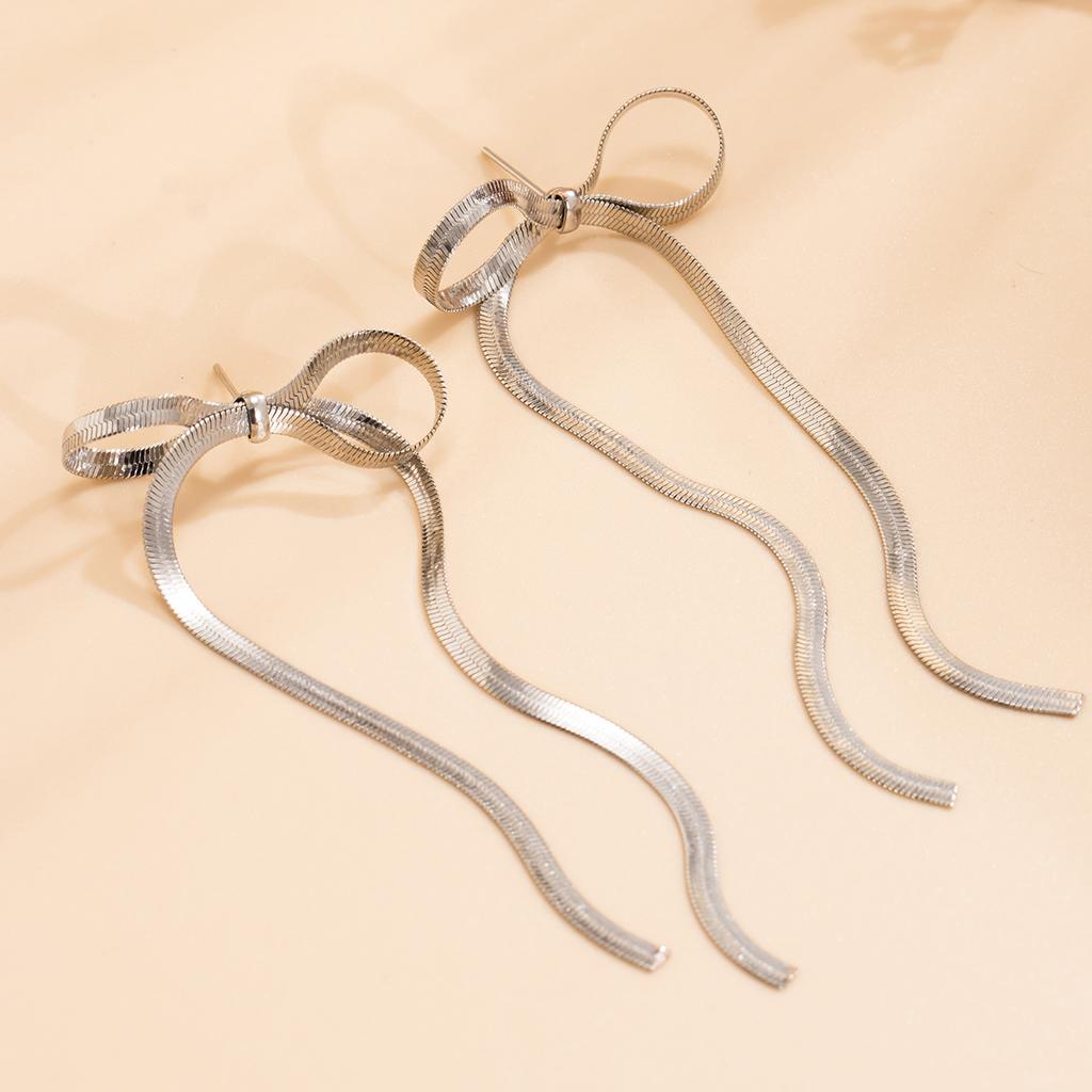 Gold Bow Earrings for Women Classic Ribbon Bow Stud Earrings Cute Statement Jewelry