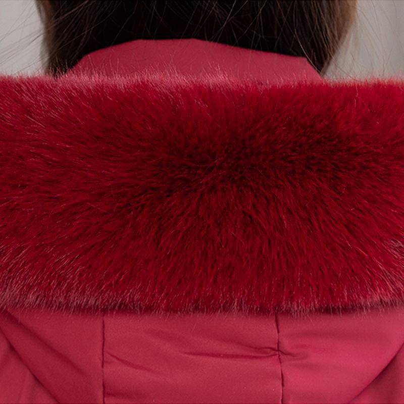 Velká velikost XL-7XL Žena středního věku Dlouhý kabát Zimní parky S kapucí Elegantní Volné Silné Teplé Dámské Bundy Zimní kabáty