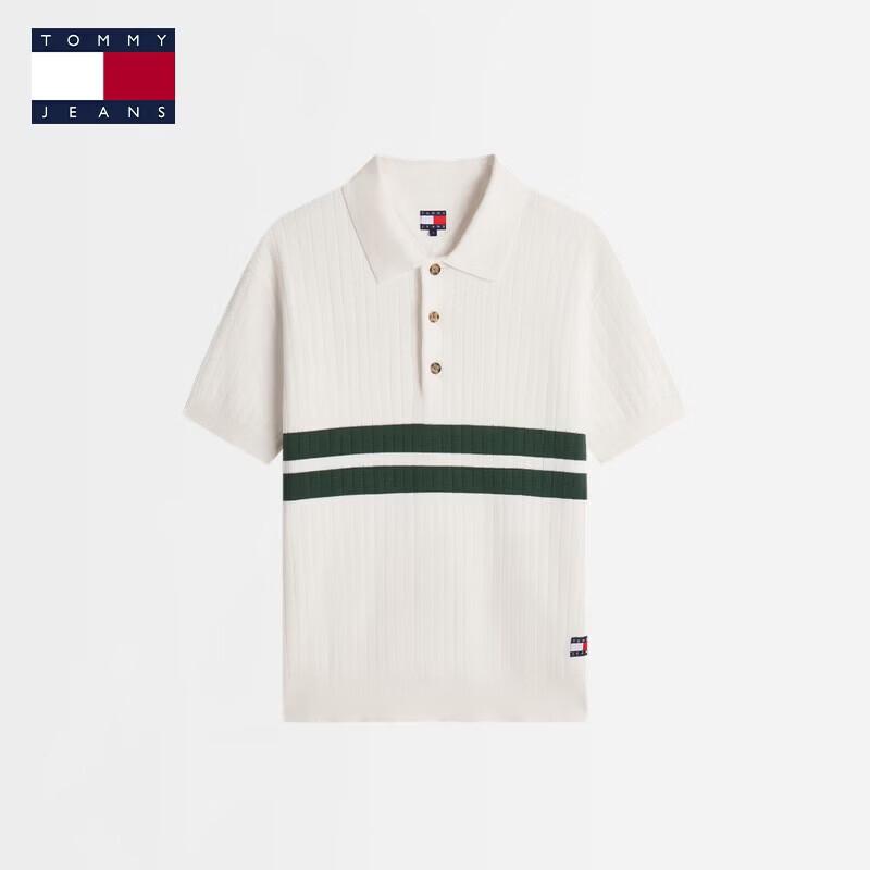 Tommy Jeans Unisex Color-Block Short Sleeve Polo Knit Shirt