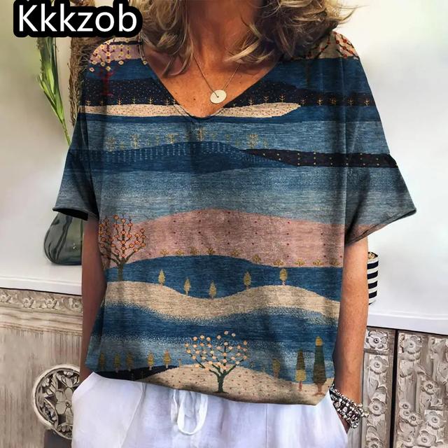 Damska koszulka z krótkim rękawem i dekoltem w serek, mały motyl, nadruk 3D, topy damskie, luźna, oversize'owa koszulka Street Beat