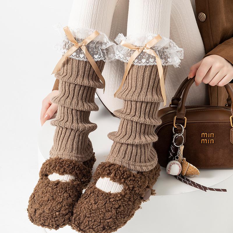 Boots Cotton Ballet Socks Cover Spring And Autumn Lolita Bow Sweet Lace Stacking Socks Leg Warmer