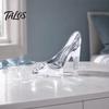 Stable Flat Bottom Ornament Crystal-Clear Glass Shoe Ornament, Transparent High Heel Figurine, Collectible Fairy Tale Faux Crystal Sculpture for Women