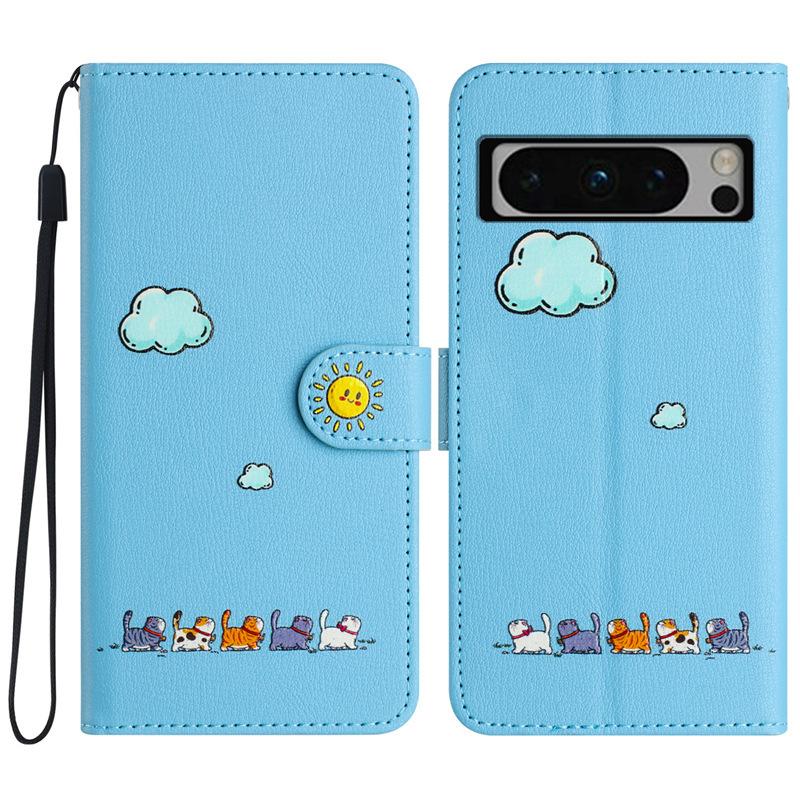 

Подходит для Google Pixel 8/7 Pro Phone Leather Case Cartoon Cat Pixel 7A6A Защитный чехол Cute Japanese And Korean Google Pixel+7 аэро