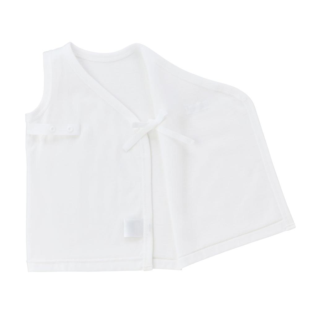 Miki House Body fără mâneci pentru bebeluși, uni, fabricat pentru băieți și tricou de corp, Culoare, Simplu, 100% Bumbac, Japonia, Fete, Nou-născut, 50-60cm, Alb, 40-2117-146