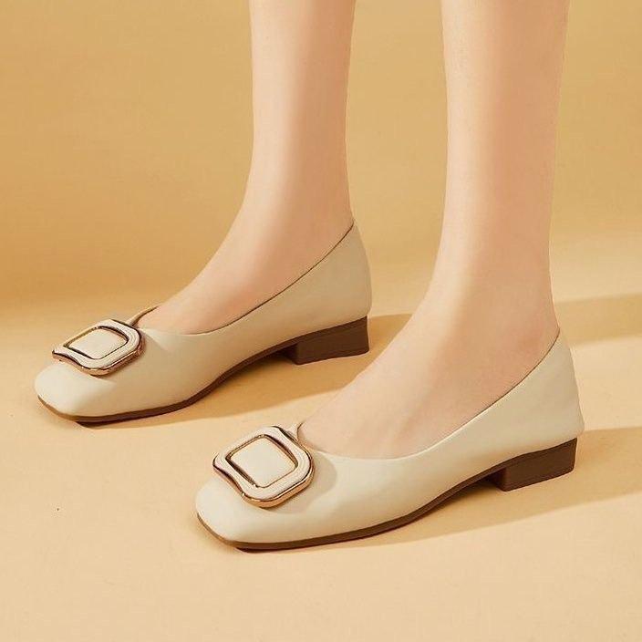 New square head single shoes autumn French Xiaoxiangfeng Xian gentle flat shoes shallow mouth soft sole Doudou shoes