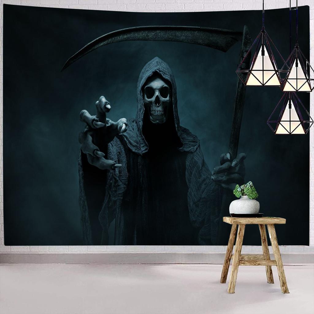Dark Halloween Horror Tapestry Scared of Zombies Wall Hanging Witch Mysterious Woman  Home Decor Holiday Backdrop