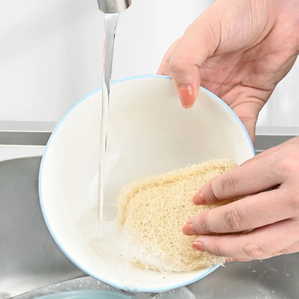 Loofah Dish Scrubber Convenient Dish Pot Washing Cloth Quick Drying Loofah Cleaning Pad for Home Kitchen