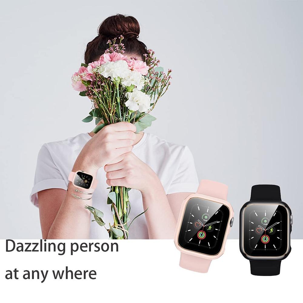 Cover For Apple Watch Case 45mm 41mm 44mm 40mm 42mm Accessories Tempered Glass Screen Protector iWatch Series 9 7 8 5 6 SE 3 4