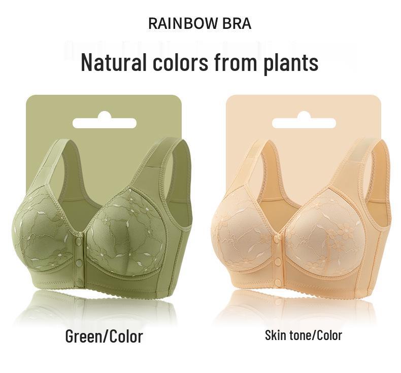 Women's Plus Size Front Buckle Wire-Free Shaping Bra with Wide Straps