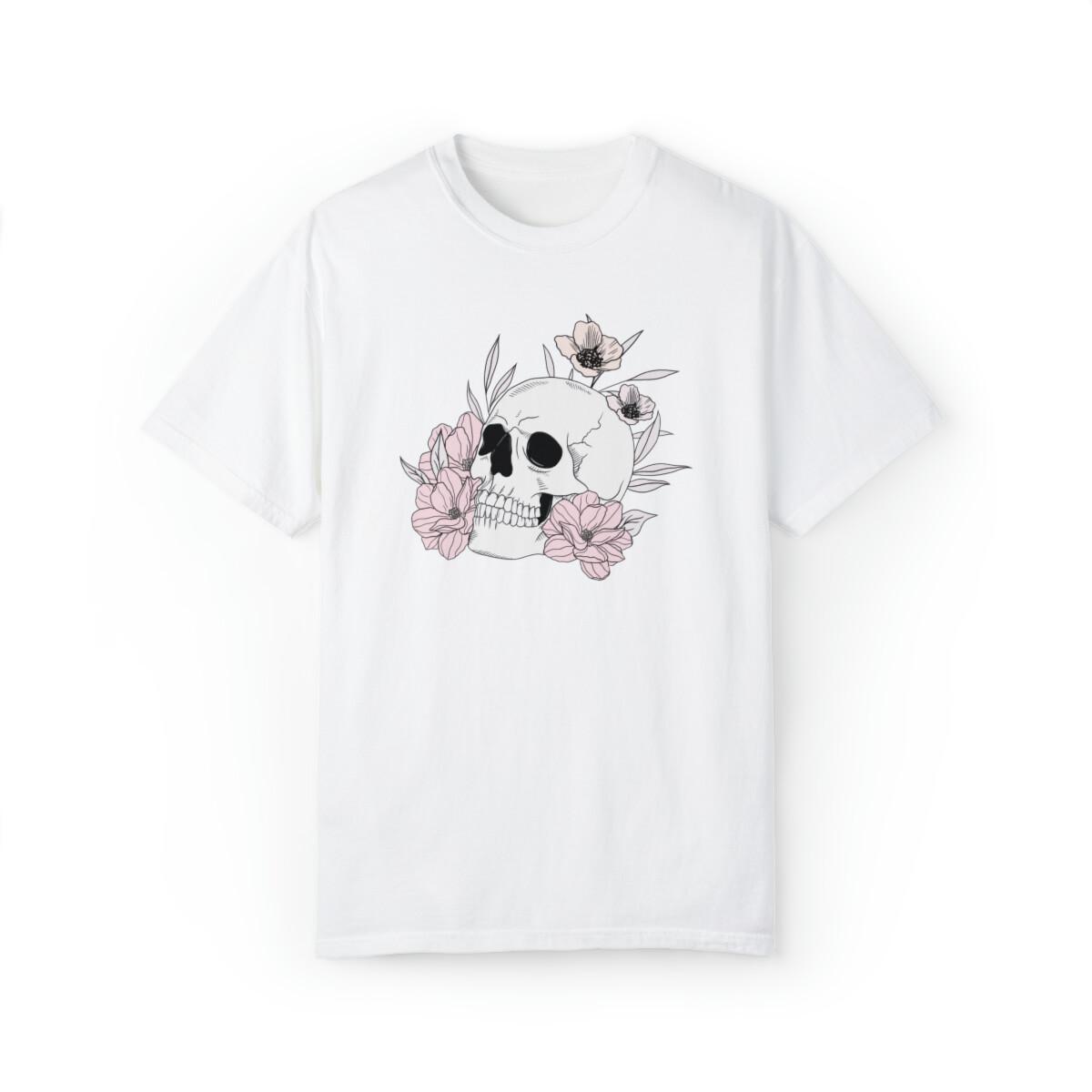 

Skull Anatomy Shirt, Floral Flower Print Shirt, Pretty Halloween T-Shirt 5XL різнокольоровий
