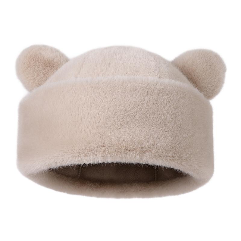 7-15 Years Old Kids Thick Soft Warm Thermal Daily Use Party Travel Bear Ear Faux Fur Beanie Hat