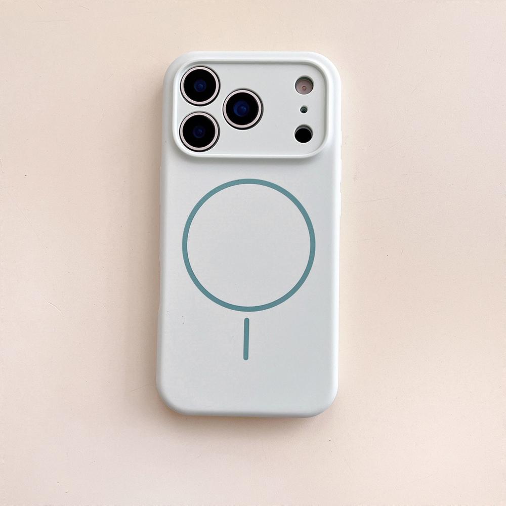 For Magsafe Magnetic Wireless Charging Luxury Solid Color Silicone Lens Protection Phone Case For iPhone17 Air 16 15 Pro Max