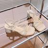 Fashion Designer Summer Thick Heel Women Sandals Fashion Narrow Band Ladies Outdoor Party Dress Gladiator Sandalias