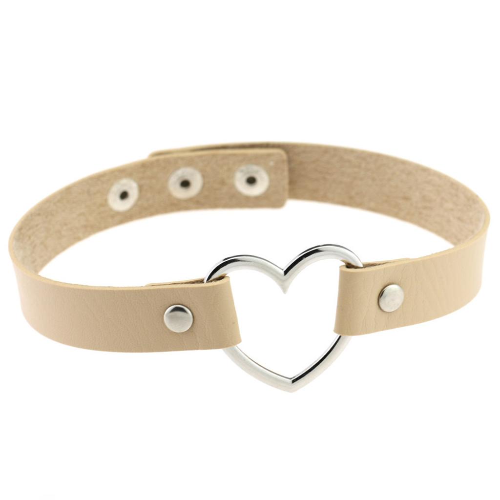 Punk Leather Neck Chain Collar Heart Love Jewelry Female Neck Clavicle Chain