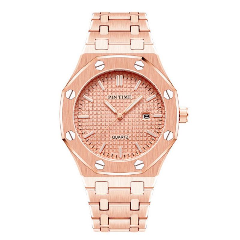 PINTIME Orologi da uomo di lusso automatici con data, impermeabili, luminosi, al quarzo, in acciaio inossidabile, sportivi.