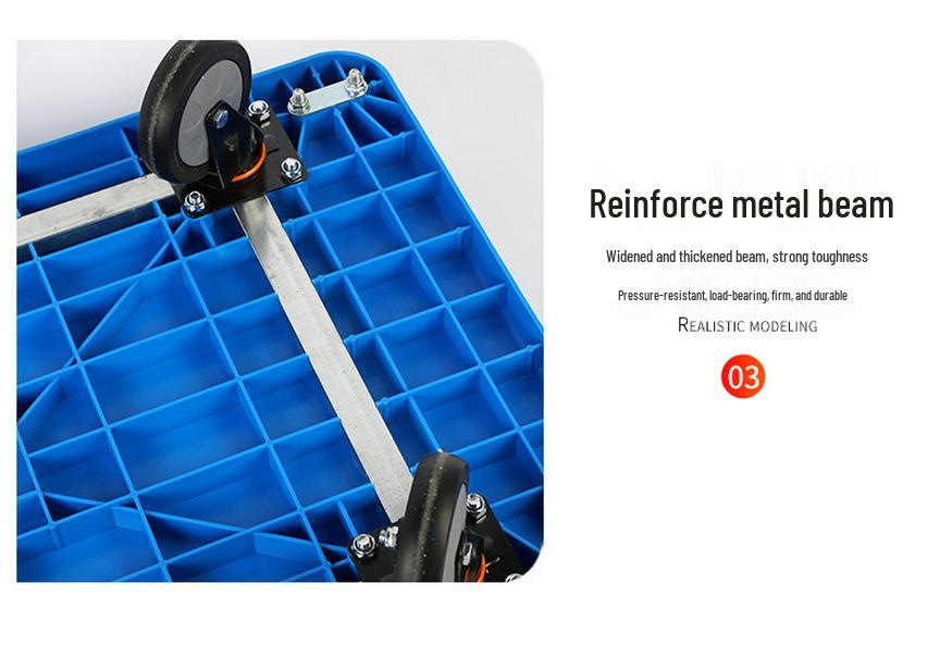 Foldable Silent Flatbed Hand Truck - Portable Plastic Cart for Household Cargo Hauling