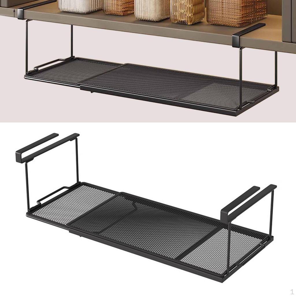 Adjustable Length Under Shelf Storage Solution for Kitchen and Pantry Areas