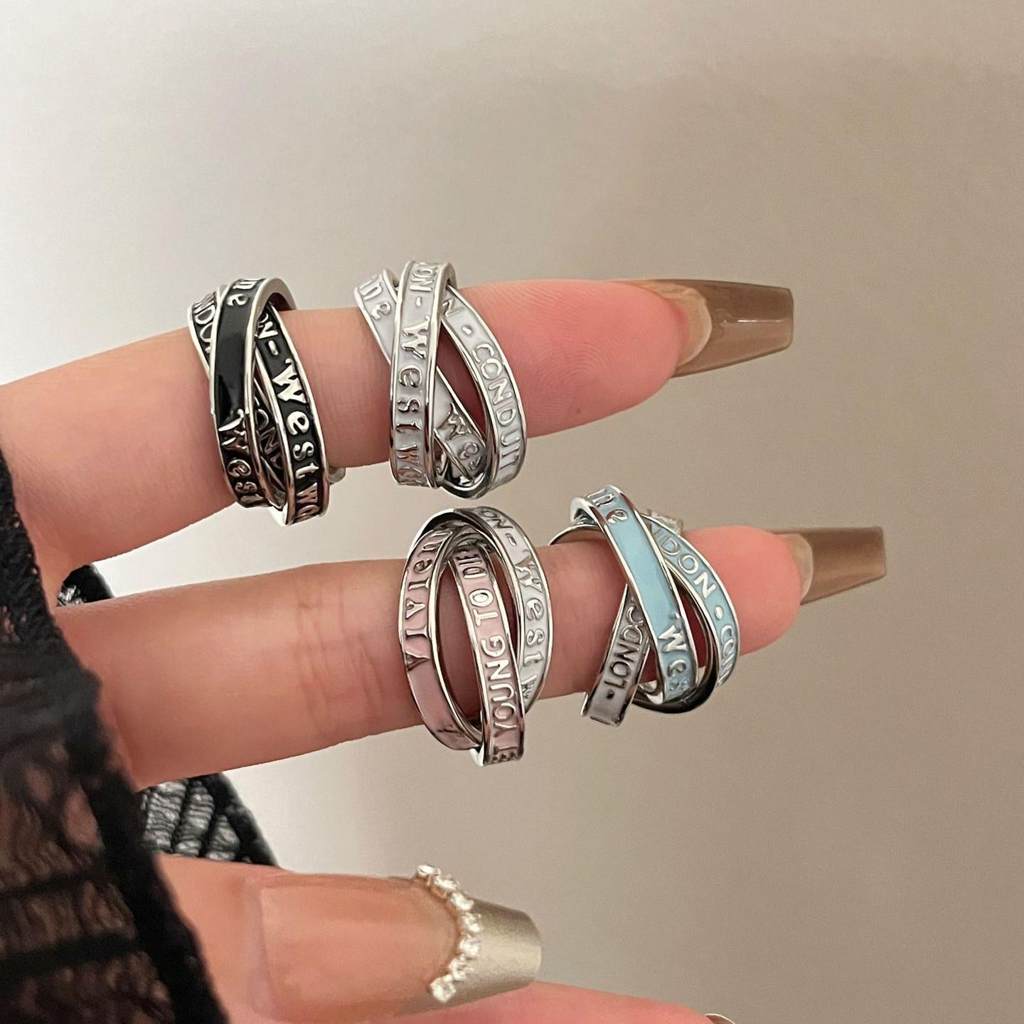 

Планета три кольца эмаль капля масла женское кольцо Сатурн кольцо с надписью женское легкое роскошное кольцо высокого качества ювелирные изделия подарок