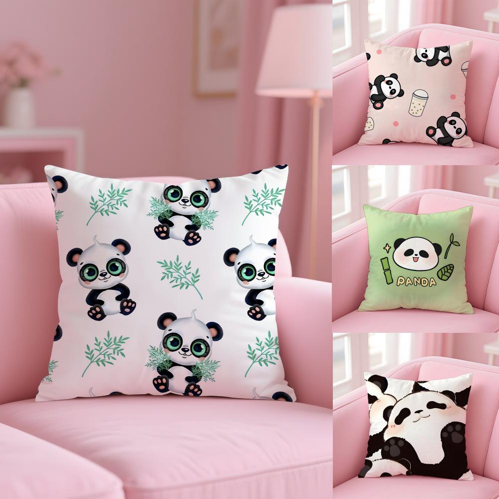 Lovely Panda Pillow Case Short Plush Double-Sided Printing Home Machine Washable In Warm Winter Cushion Cover