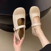 Retro leather flats for women's spring new soft-soled one-word buckle with Mary Jane single shoes