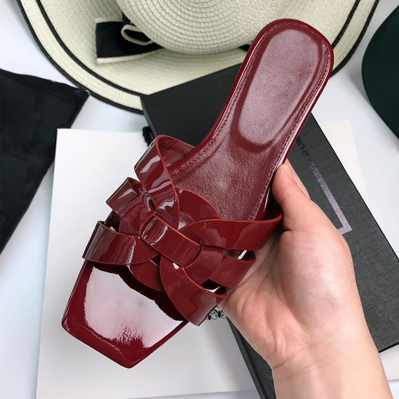 European and American genuine leather women's flat slippers, flat-heeled women's shoes, flip-flops, large-sized sandals