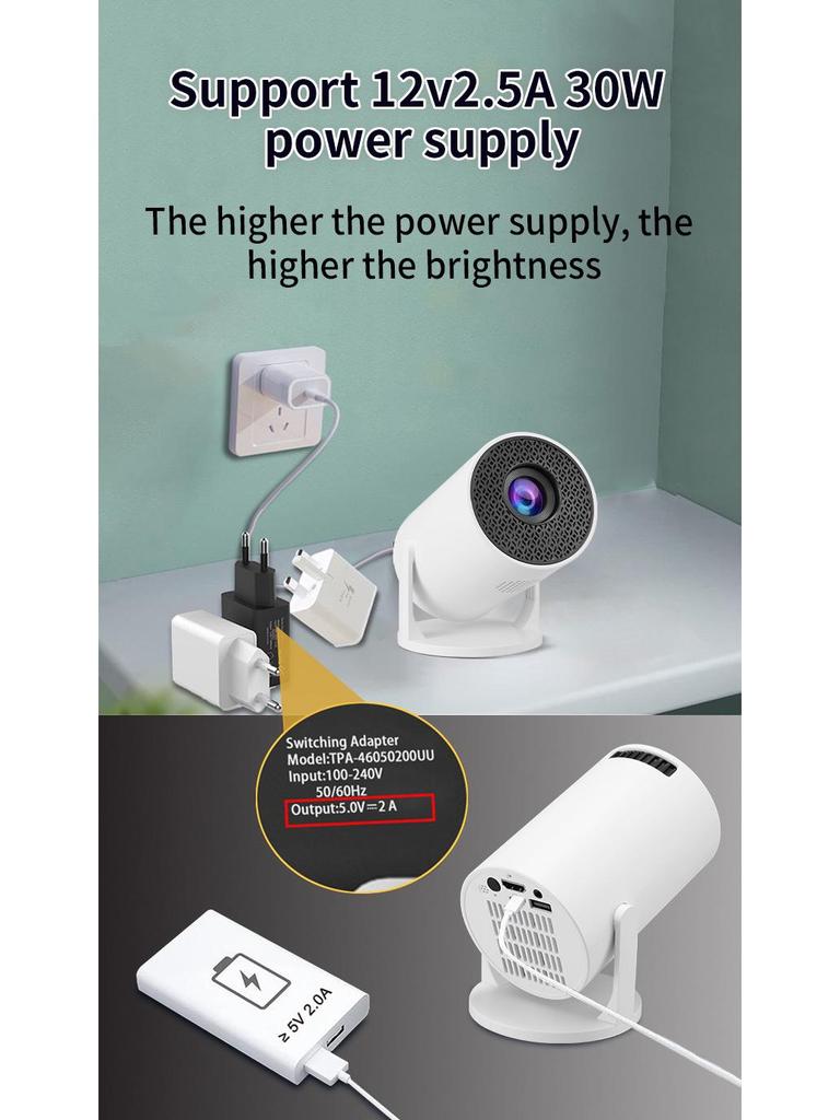 HY300 Portable Mini Projector: Wireless, Power Bank Compatible, Ideal for Home & Kids