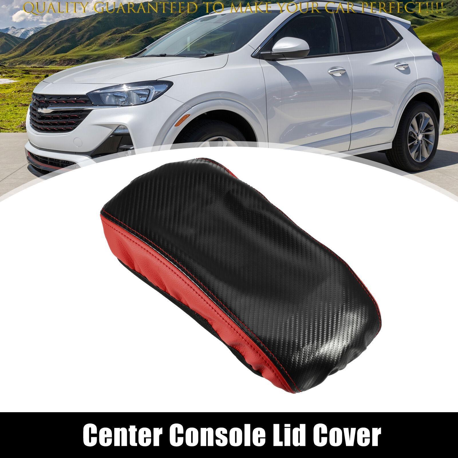 Center Console Armrest Cover for Buick Encore Carbon Fiber Pattern Black Red