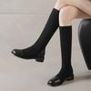 Krazing Pot Microfiber Autumn Winter Shoes Low Heels Size 43 Long Boots Half Boots Zip Stretch Thigh High Boots