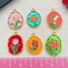 Ancient Gold Enamel Oil Drop Pendant Tulip Rose Lily Diy Bracelet Necklace Jewelry Accessories
