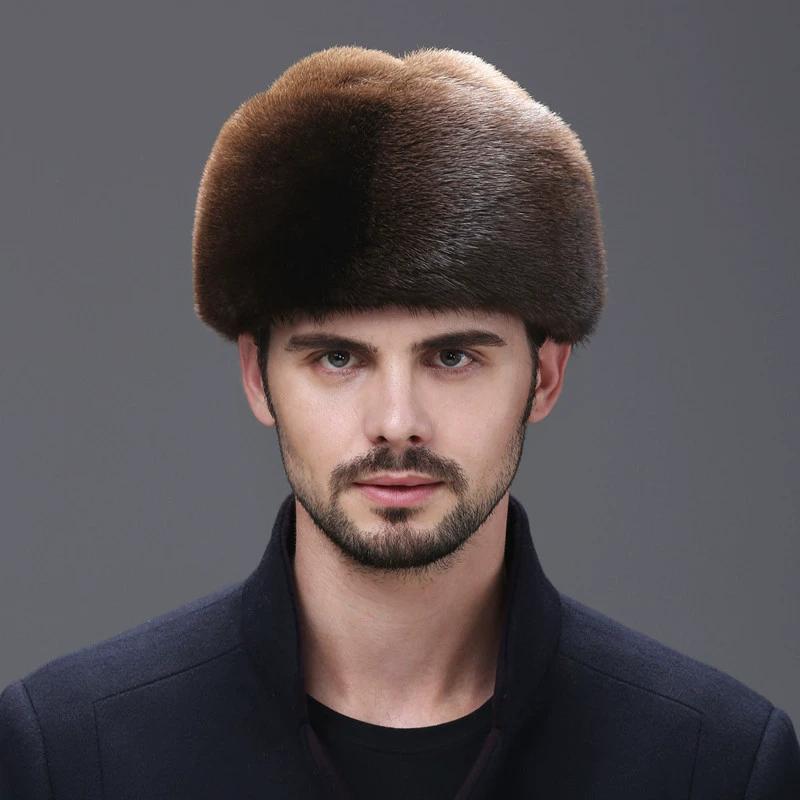 Mink hat male whole mink mink winter middle-aged and elderly warm landlord hat otter hat male winter mink hair