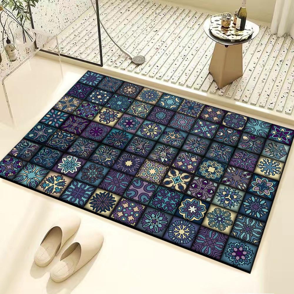Retro Tile Diatom Mud Floor Mat Dirt-resistant Foot Mat Strong Water Absorption Non-slip Floor Mat