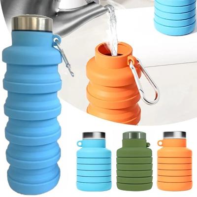 Portable Foldable Silicone Water Bottle, Collapsible Reusable Travel Drinking Cup, BPA Free Outdoor Hiking Camping Sports Water Bowl