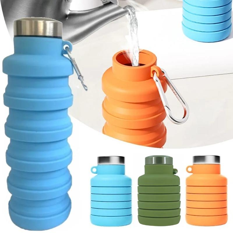 Portable Foldable Silicone Water Bottle, Collapsible Reusable Travel Drinking Cup, BPA Free Outdoor Hiking Camping Sports Water Bowl