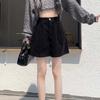 High Waist Women Corduroy Shorts Stripe Loose Streetwear Ins Wide Leg Short Pants  Beachwear