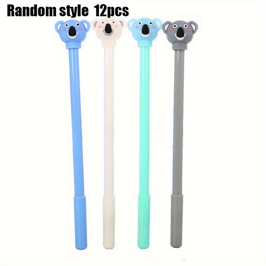 12Pcs 0.5mm Creative Cartoon Koala Gel Pen, Random Style Cute Learning Stationery Silicone Head Water-based Pen Office Signature Pen School Season.