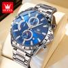 OLEVS 2953 45.5mm Big Dial Men's Watches Stainless Steel Moon Phase Waterproof Chronograph Original Quartz Wrist Watches for Man