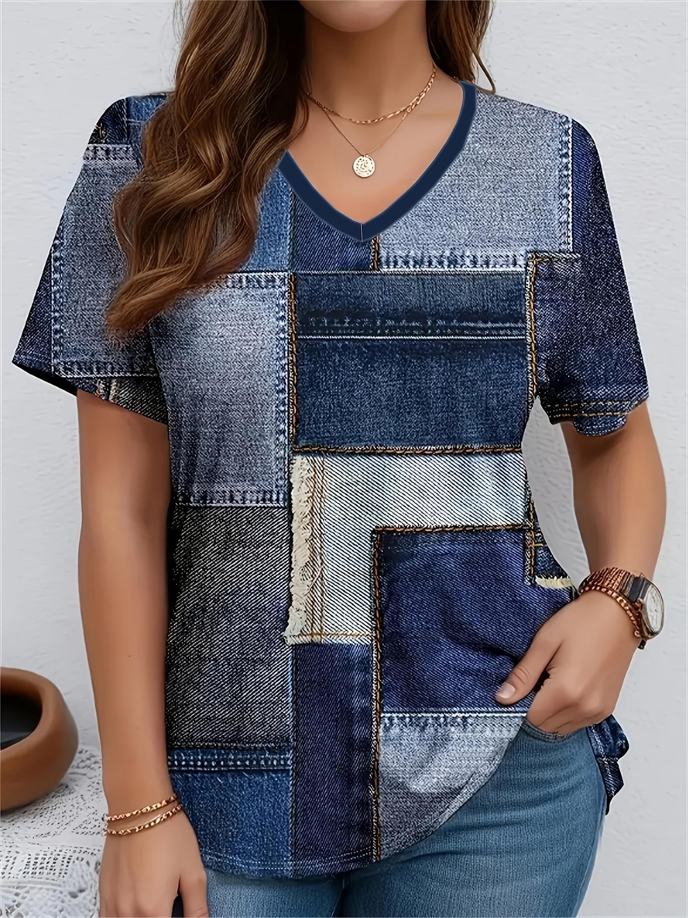 

Ladies Fashionable V-Neck Printed Top Suitable for Casual Wear Throughout The Four Seasons S