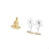 Women Resin Sculpture And Iron Flower Statue Multifunctional Handmade Tabletop Ornament Minimalist