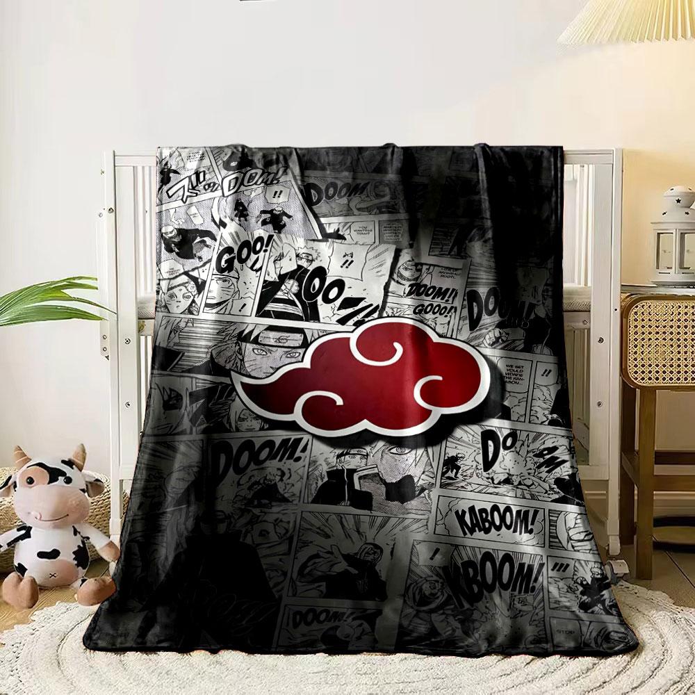 

Red cloud emblem over black-and-white manga panels with action text. for all seasons blanket lunch break throw gift 80cm x 120cm